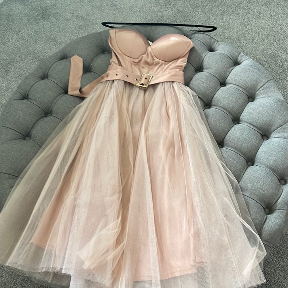 ASOS pink strapless tulle dress NWT